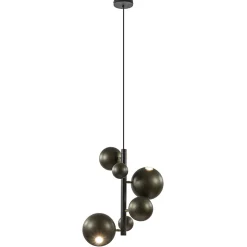 Design hanglamp zwart met platinum bollen 2L