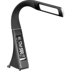 Design tafellamp zwart met klok en dimbaar LED