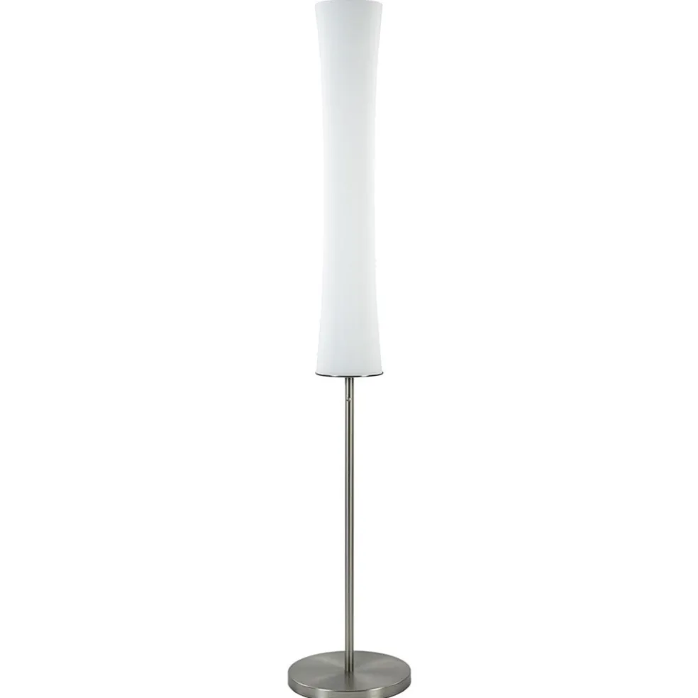 Design vloerlamp nikkel met opaal glas en uplighter