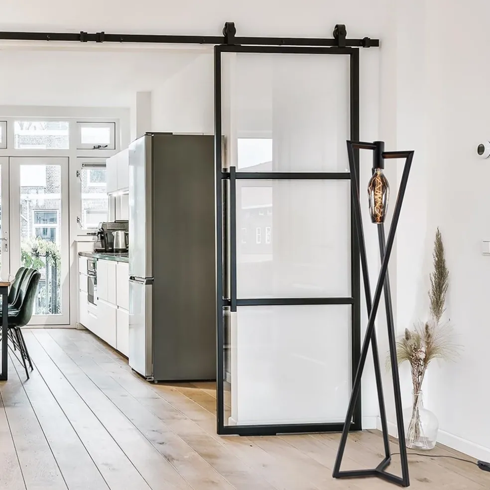 Design vloerlamp Taranto zwart metaal dimbaar