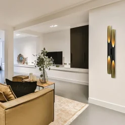 Design wandlamp Pipes mat zwart met goud