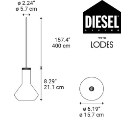 Diesel Living with Lodes hanglamp Flask A metallic black