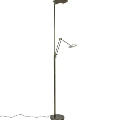 Dimbare LED uplighter met leeslamp donker brons