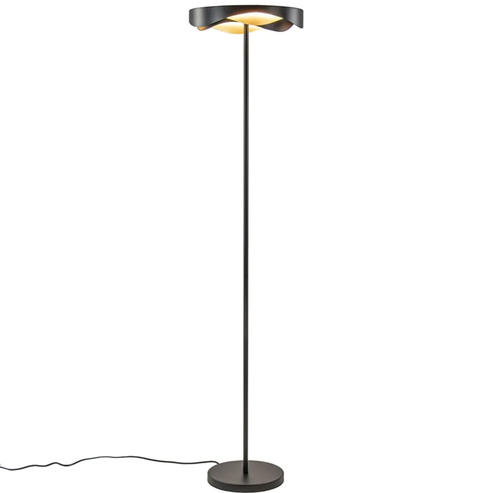 Dimbare LED vloerlamp zwart met goud