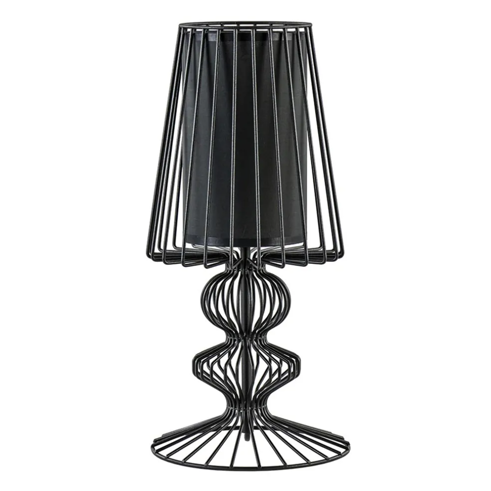 Draad tafellamp zwart met cilinder kap