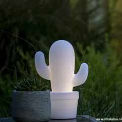 Draadloze LED tafellamp cactus wit