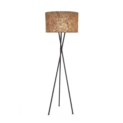 Driepoot schelpen vloerlamp zwart met bruin en goud