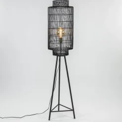 Driepoot vloerlamp Gruaro zwart met brons
