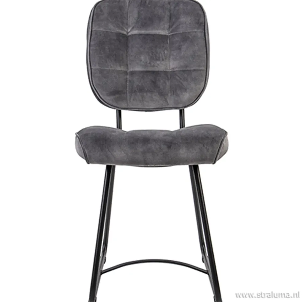 Eetkamerstoel velours grijs met zwart
