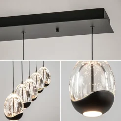 Eettafelhanglamp Clear Egg met zwart inclusief LED