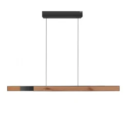 Elektrisch verstelbare LED hanglamp zwart met hout