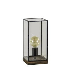 Glazen tafellamp Askjer hout met zwart