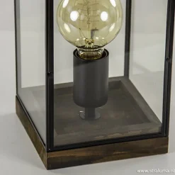 Glazen tafellamp Askjer hout met zwart