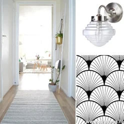 Glazen wandlamp met staal Deco