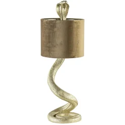 Gouden tafellamp Snake met velours kap