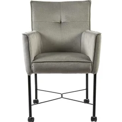 Grijs/beige eetkamerstoel met wieltjes gr 2