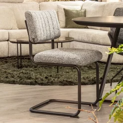 Grijze eetkamerstoel met zwart frame