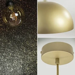 Grote design hanglamp koepel mat goud met zwart 90 cm