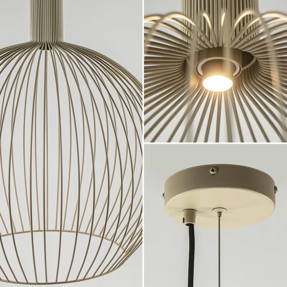 Grote eettafelhanglamp draad mat zand