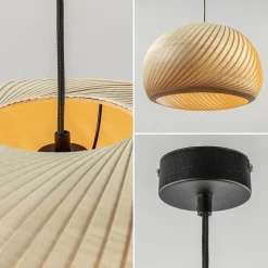 Grote hanglamp hout naturel rond 60 cm