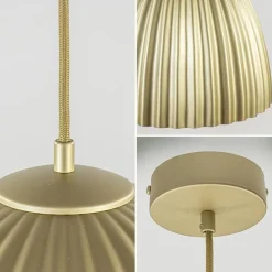 Grote hanglamp mat goud met relief 50 cm