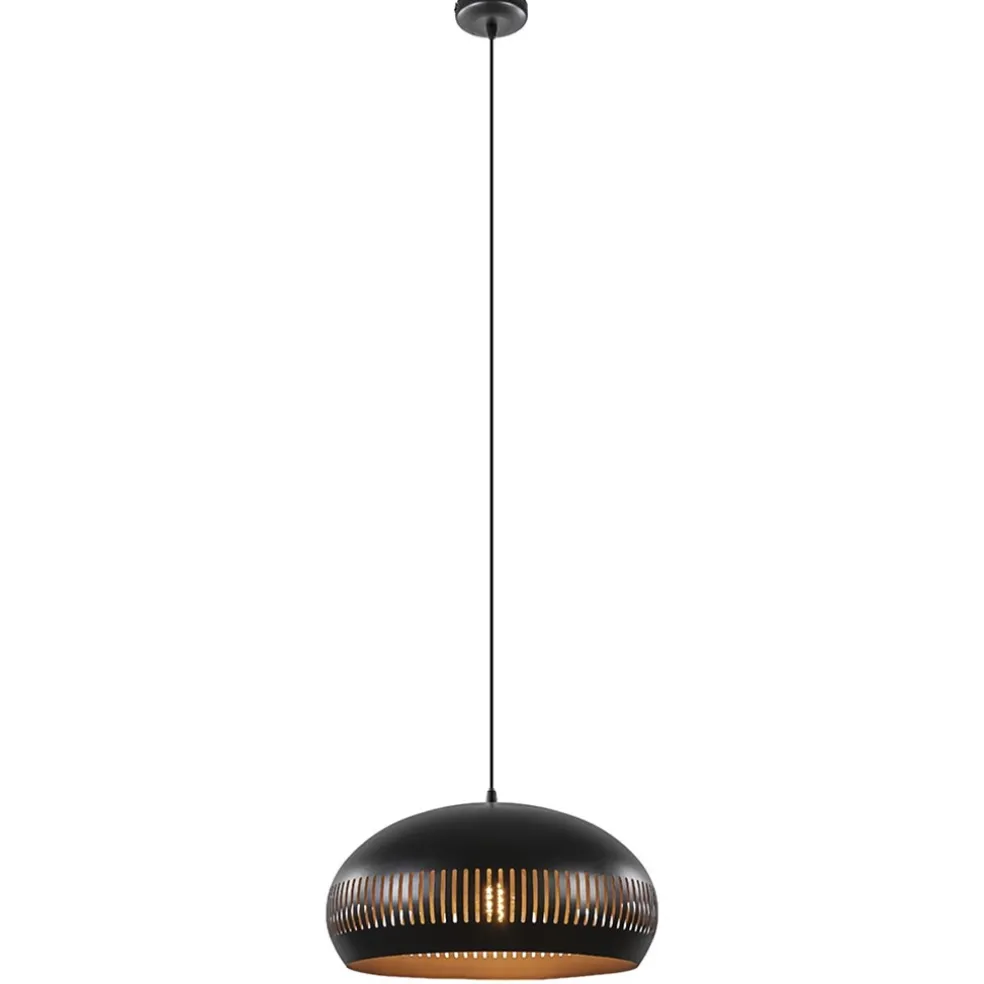 Grote koepel hanglamp zwart met goud 50 cm