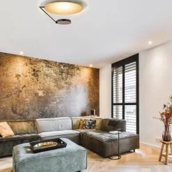 Grote LED plafondlamp zwart/goud indirect licht