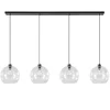 Grote 4-lichts hanglamp zwart met helder glazen bollen