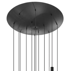 Grote 12-lichts videlamp mat zwart met zwarte pendels