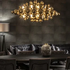 Grote ovale hanglamp Blow mat brass