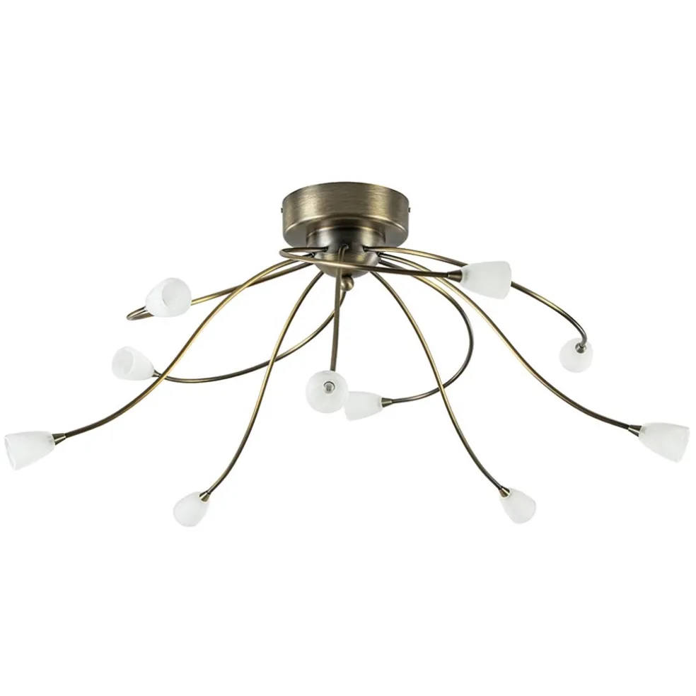 Grote plafondlamp brons met wit glas inclusief LED