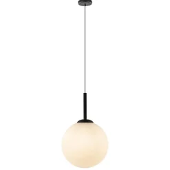 Grote retro hanglamp opaal glas met zwart