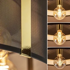 Grote ronde plafondlamp zwart gaas met goud