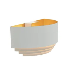 Half ronde wandlamp wit met goud