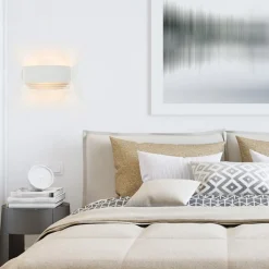 Half ronde wandlamp wit met goud