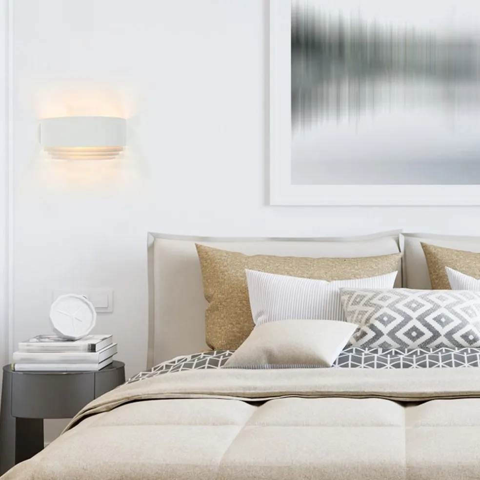 Half ronde wandlamp wit met goud