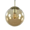 Hanglamp amber glazen bol 25 cm met messing