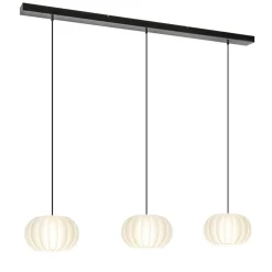 Hanglamp Arena 3L op balk zwart/kap wit