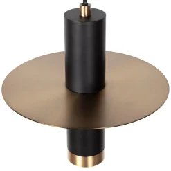 Hanglamp badkamer zwart met brons IP44