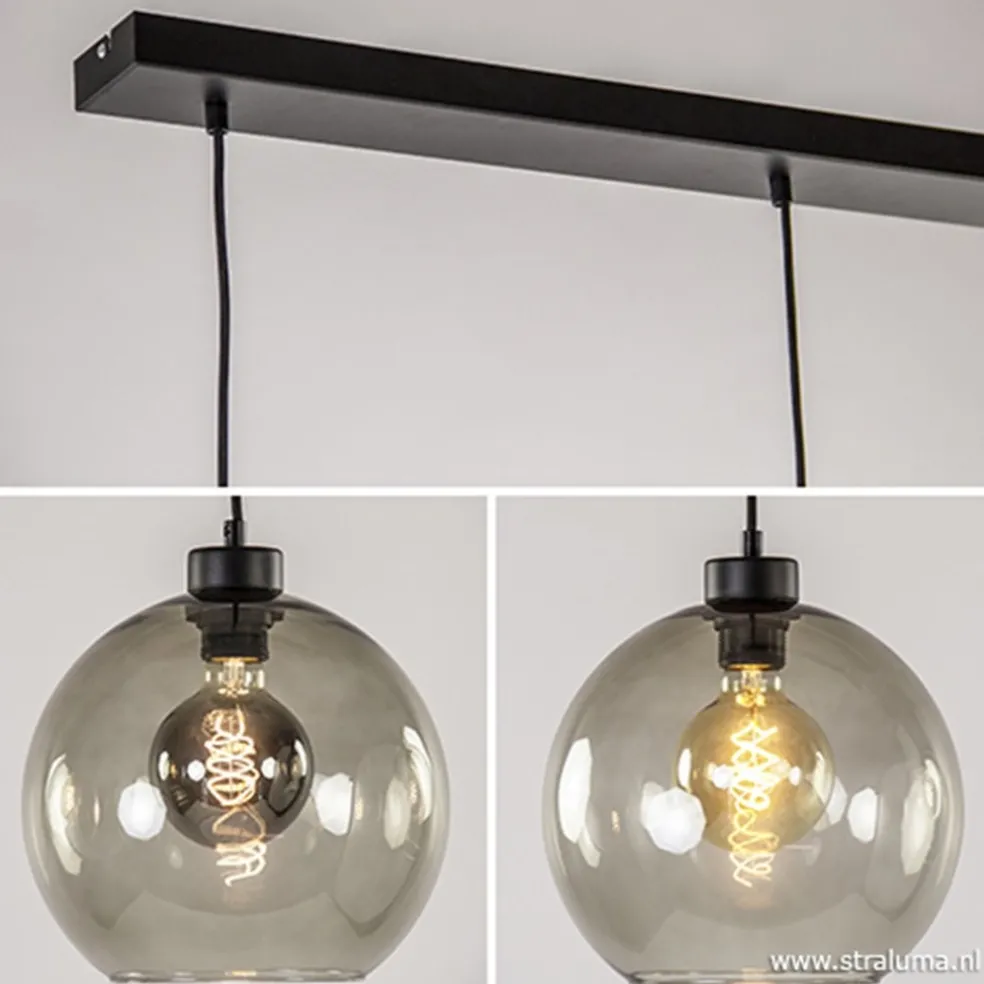 Hanglamp balk 3L smoke bolglas