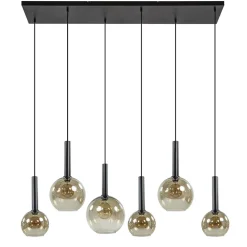 Hanglamp Bella Smoke 6L multipendel zwart/glas mix