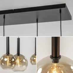 Hanglamp Bella Smoke 6L multipendel zwart/glas mix