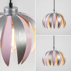 Hanglamp bloem kinderkamer grijs/roze