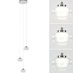 Hanglamp chroom/helder glas 3-lichts