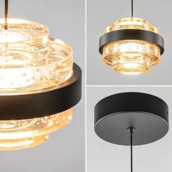 Hanglamp Dynasty 1L zwart/amber