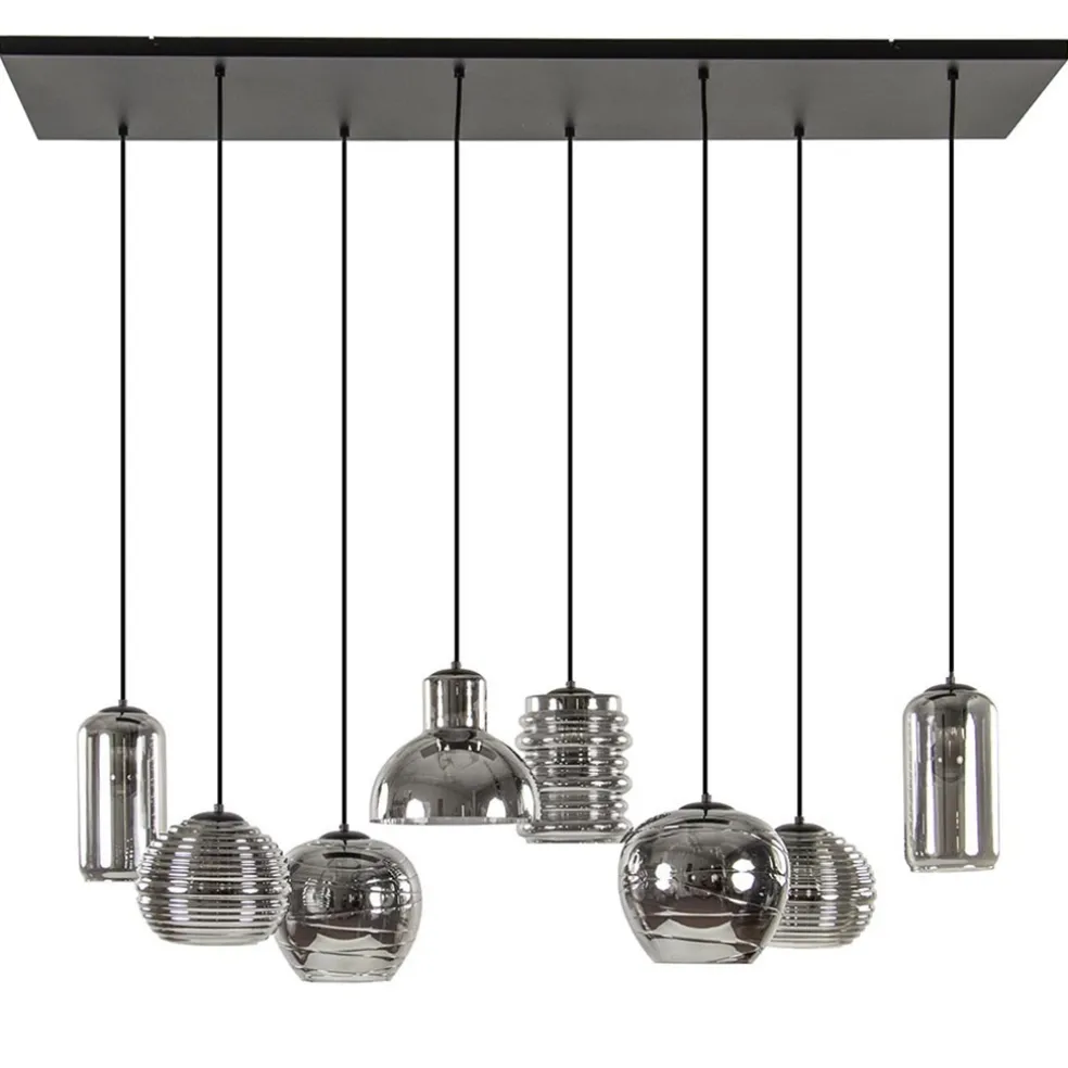 Hanglamp Fantasy 8L zwart + smoke glas mix
