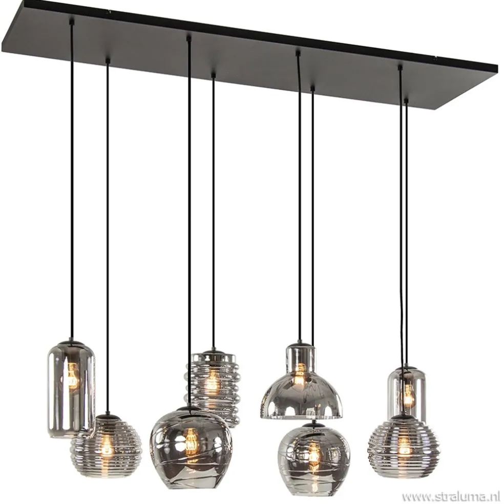 Hanglamp Fantasy 8L zwart + smoke glas mix