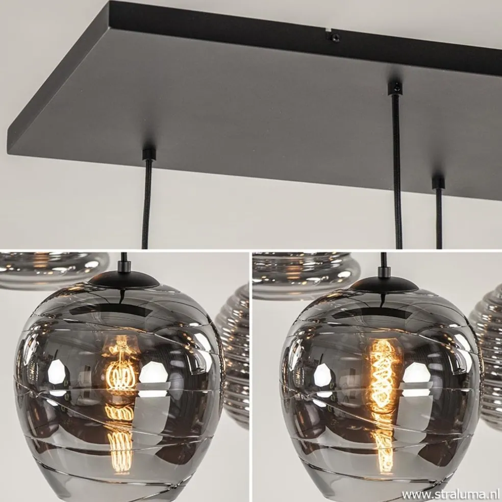 Hanglamp Fantasy 8L zwart + smoke glas mix