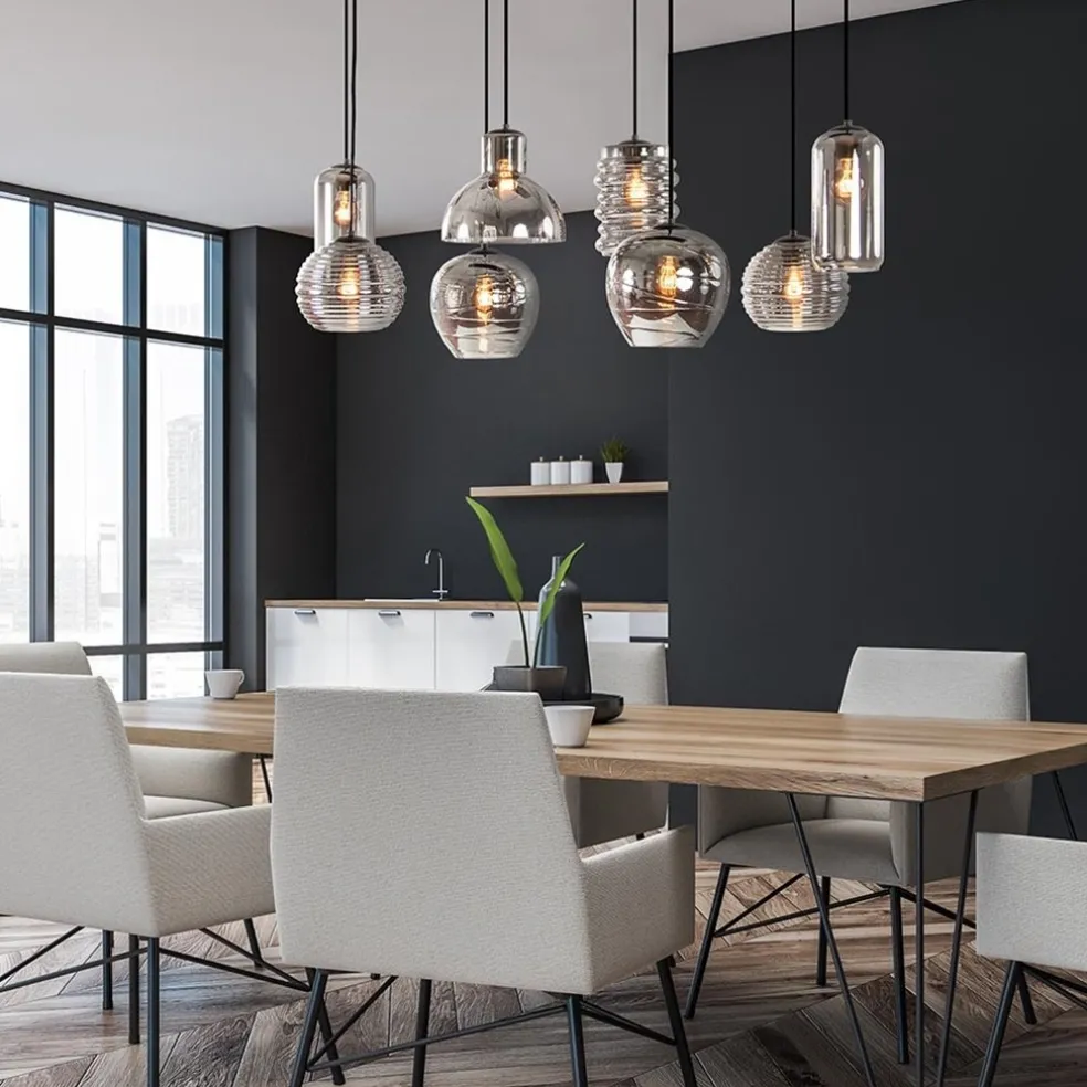 Hanglamp Fantasy 8L zwart + smoke glas mix