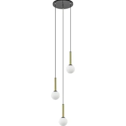 Hanglamp Globe 3L rond zwart/goud/wit